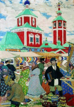  Kustodiev Art Painting - at the fair 1910 Boris Mikhailovich Kustodiev
